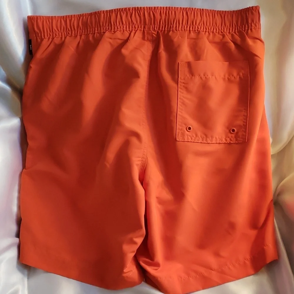 Michael Kors NWT Men's Orange Swim Trunks with White MK Logo
